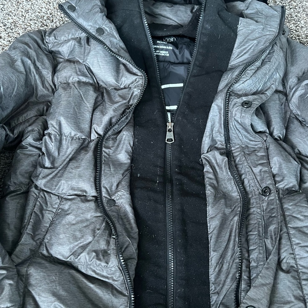 Calvin Klein Metallic Gray Puffer Jacket - Picture 10 of 12